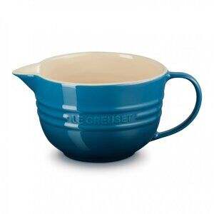 NEW Le Creuset Stoneware Batter Mixing Bowl 2 qt. Deep Teal Blue